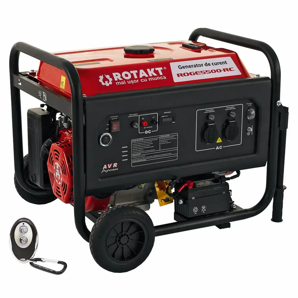 Generator De Curent pe Benzină ROGE 5500RC 5.5kW, AVR, Voltmetru, Iesire 12V, Consum de 3,57L/oră, Pornire Electrică